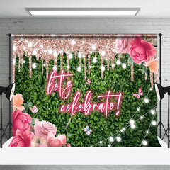 Lofaris Greenery Rose Gold Glitter Floral Wedding Backdrop