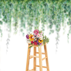 Lofaris Greenery White Wall Spring Backdrop For Photography