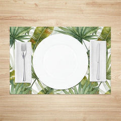 Lofaris Greenery Yellow Green Leaf Dining Set Of 4 Placemats