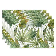 Lofaris Greenery Yellow Green Leaf Dining Set Of 4 Placemats