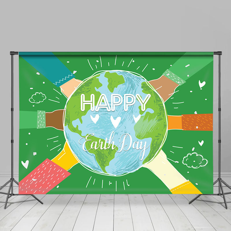 Lofaris Greeny Blue Cute Happy Earth Day Party Backdrop