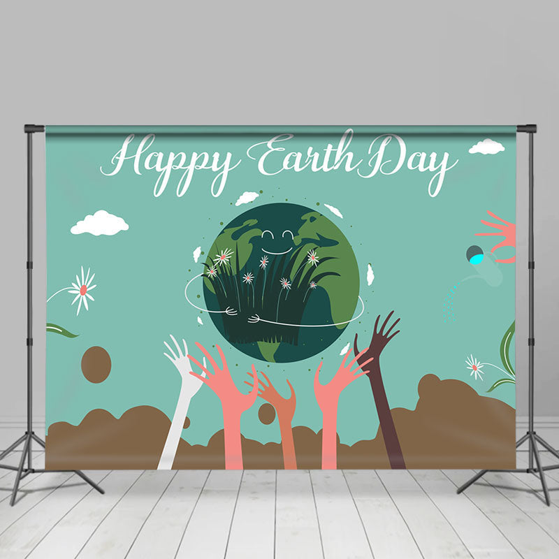 Lofaris Greeny Kids Planting Happy Earth Day Party Backdrop