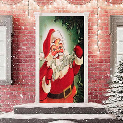 Lofaris Greetings Santa Claus Green Christmas Door Cover