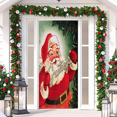 Lofaris Greetings Santa Claus Green Christmas Door Cover