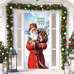 Lofaris Greetings Santa Claus Snowy Christmas Door Cover