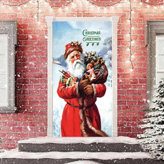 Lofaris Greetings Santa Claus Snowy Christmas Door Cover