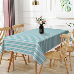 Lofaris Grey And Cyan Horizontal Stripes Kitchen Tablecloth