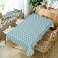 Lofaris Grey And Cyan Horizontal Stripes Kitchen Tablecloth