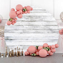 Lofaris Grey And White Artistic Wood Round Birthday Backdrop