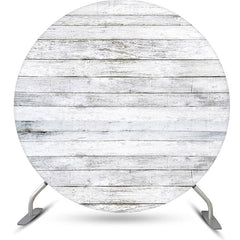 Lofaris Grey And White Artistic Wood Round Birthday Backdrop