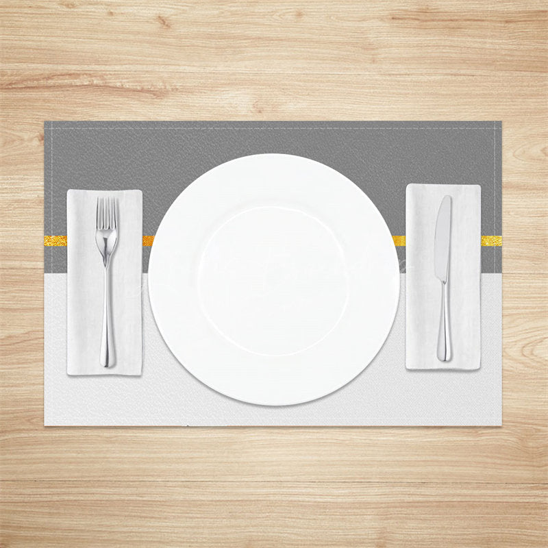 Lofaris Grey And White Golden Line Dinner Set Of 4 Placemats