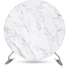 Lofaris Grey And White Marble Simple Round Birthday Backdrop