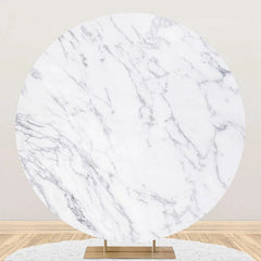 Lofaris Grey And White Marble Simple Round Birthday Backdrop