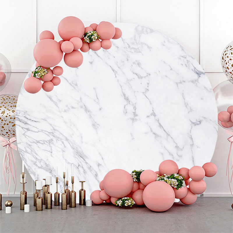 Lofaris Grey And White Marble Simple Round Birthday Backdrop