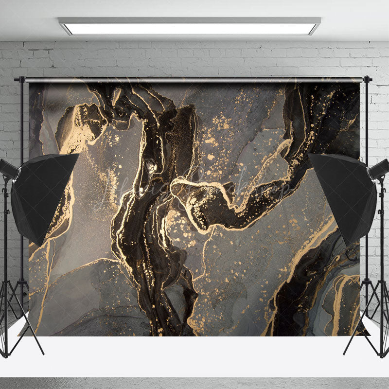 Lofaris Grey Black Gold Mixed Marble Texture Photo Backdrop