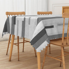 Lofaris Grey Black Marble White Rectangle Tablecloth