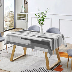 Lofaris Grey Black Marble White Rectangle Tablecloth