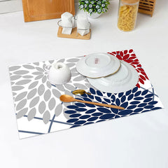 Lofaris Grey Blue Red Abstract Floral Set Of 4 Placemats