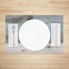 Lofaris Grey Blue Wooden Textured Wall Set Of 4 Placemats