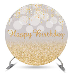 Lofaris Grey Bokeh Gold Gleam Round Birthday Backdrop Cover