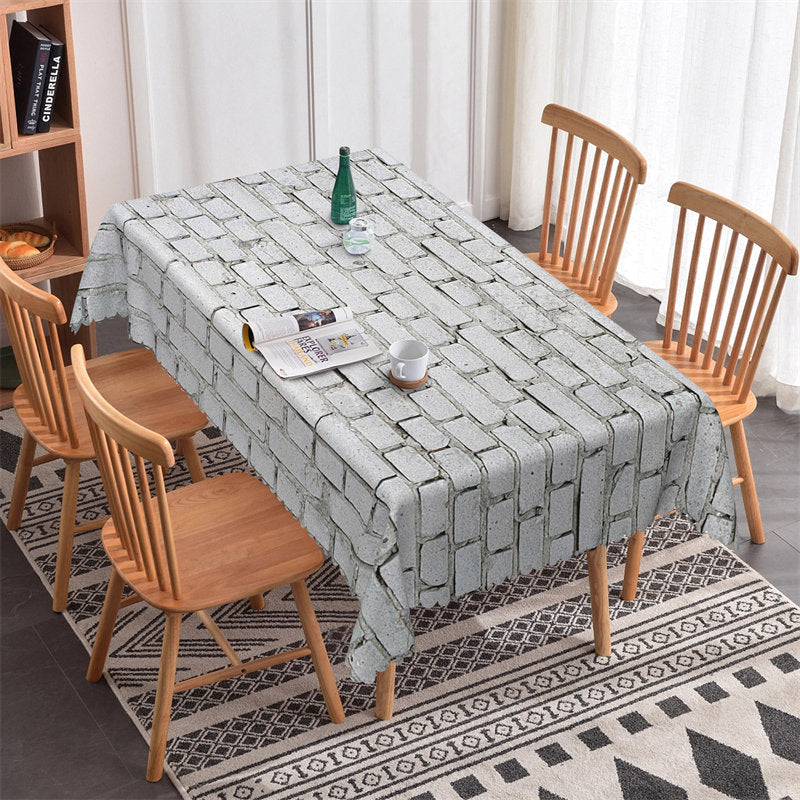 Lofaris Grey Brick Pattern Decorative Rectangle Tablecloth