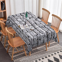 Lofaris Grey Brick Wall Decorative Rectangle Tablecloth