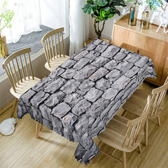 Lofaris Grey Brick Wall Decorative Rectangle Tablecloth