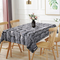 Lofaris Grey Brick Wall Decorative Rectangle Tablecloth