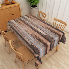 Lofaris Grey Brown Plank Texture Stripes Tablecloth Decor