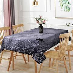 Lofaris Grey Cracked Wall Spider Web Halloween Tablecloth