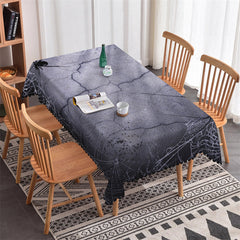 Lofaris Grey Cracked Wall Spider Web Halloween Tablecloth