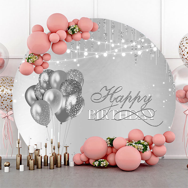 Lofaris Grey Diamonds Balloons Round Backdrop For Birthday