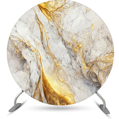 Lofaris Grey Golden Marble Abstract Round Birthday Backdrop