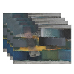 Lofaris Grey Green Morden Abstract Paint Set Of 4 Placemats