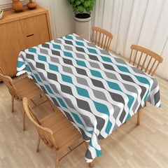 Lofaris Grey Green Wave Lines Modern Art Square Tablecloth