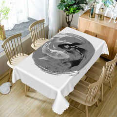 Lofaris Grey Ink White Black Carp Rectangle Tablecloth