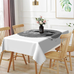 Lofaris Grey Ink White Black Carp Rectangle Tablecloth