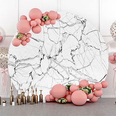 Lofaris Grey Line Marble Abstract Round Birthday Backdrop