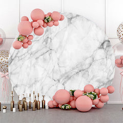 Lofaris Grey Marble Texture Simple Round Birthday Backdrop