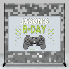 Lofaris Grey Pixel Games Night Custom Name Birthday Backdrop