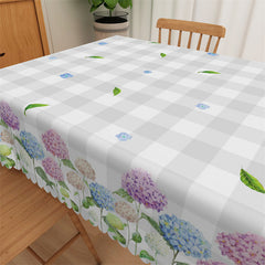 Lofaris Grey Plaid Leaves Purple Blue Floral Dining Tablecloth