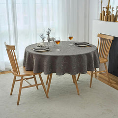 Lofaris Grey Round Luxury Premium Polyester Table Cover