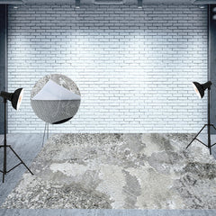 Lofaris Grey Shabby Cement Wall Abstract Textured Floor Mat