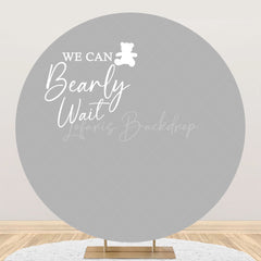 Lofaris Grey We Can Bearly Wait Round Baby Shower Backdrop