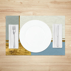 Lofaris Grey White Blue Gold Line Modern Set Of 4 Placemats