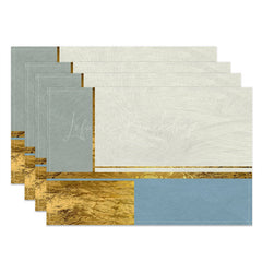 Lofaris Grey White Blue Gold Line Modern Set Of 4 Placemats