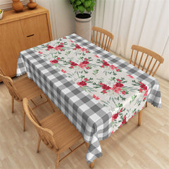 Lofaris Grey White Plaid Retro Floral Tablecloth For Home Decor