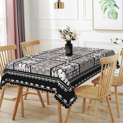 Lofaris Grey White Rhombic Black Lace Rectangle Tablecloth