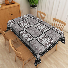 Lofaris Grey White Rhombic Black Lace Rectangle Tablecloth