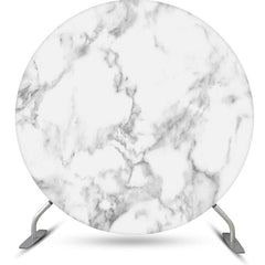 Lofaris Grey White Simple Marble Round Birthday Backdrop